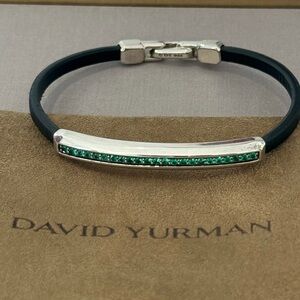 David Yurman Streamline Silver & Emerald Pave ID Bracelet - SOLD OUT - Rare